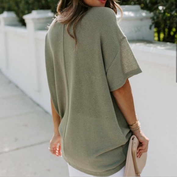 VICI Collection Tundra Lace Up Knit Top - Olive size L - Picture 2 of 16